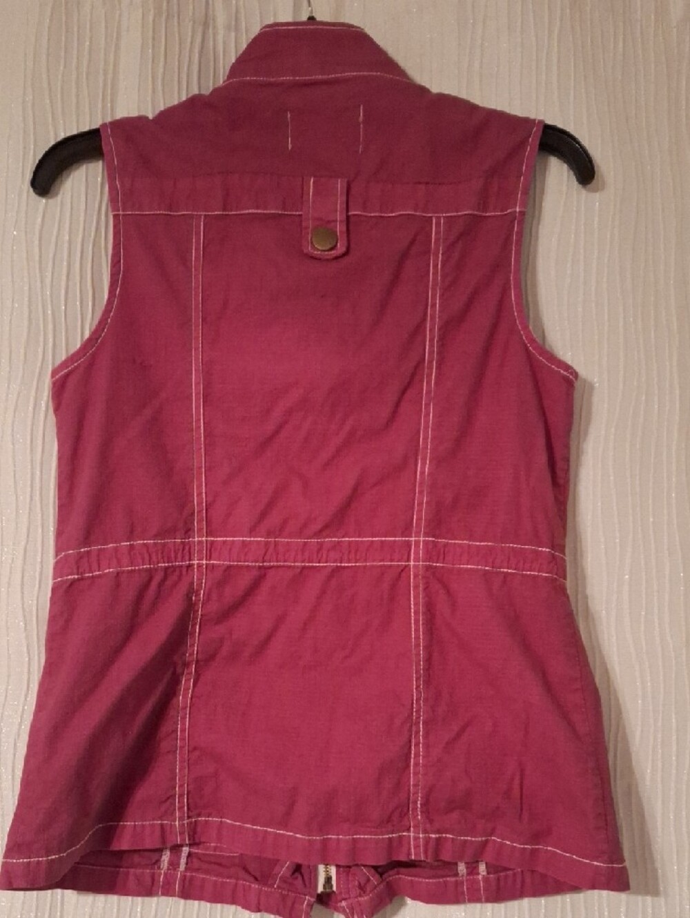 Sleeveless Utility Vest - Raspberry Pink with White Stitching - Picture 2 of 7